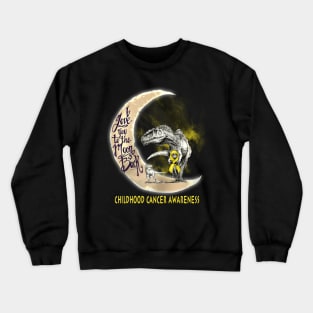 childhood cancer dinosaur moon Crewneck Sweatshirt